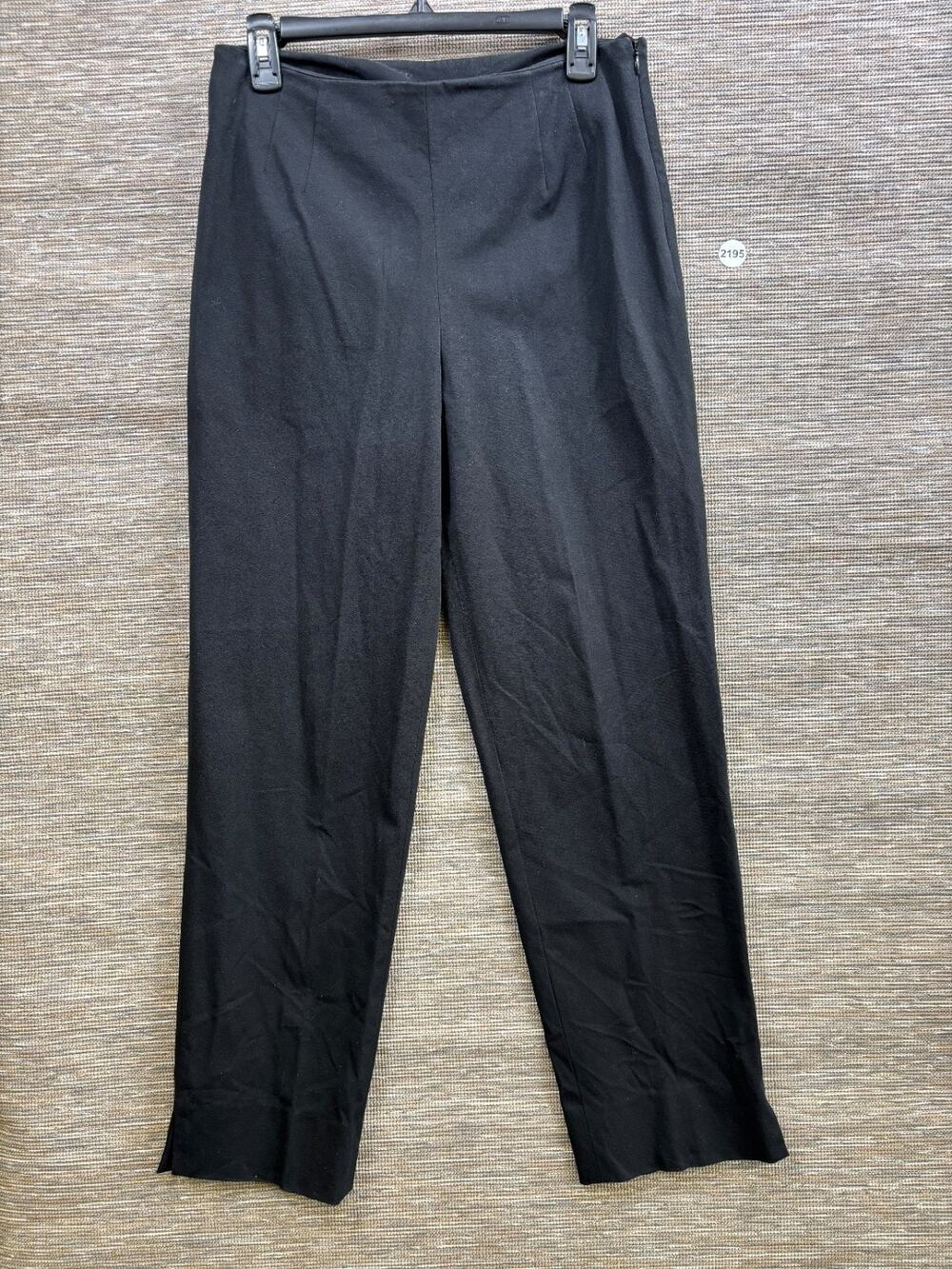 Cache Dress Pant Womens Size 8 Black Side Zip Straight Leg High-Rise Cotton